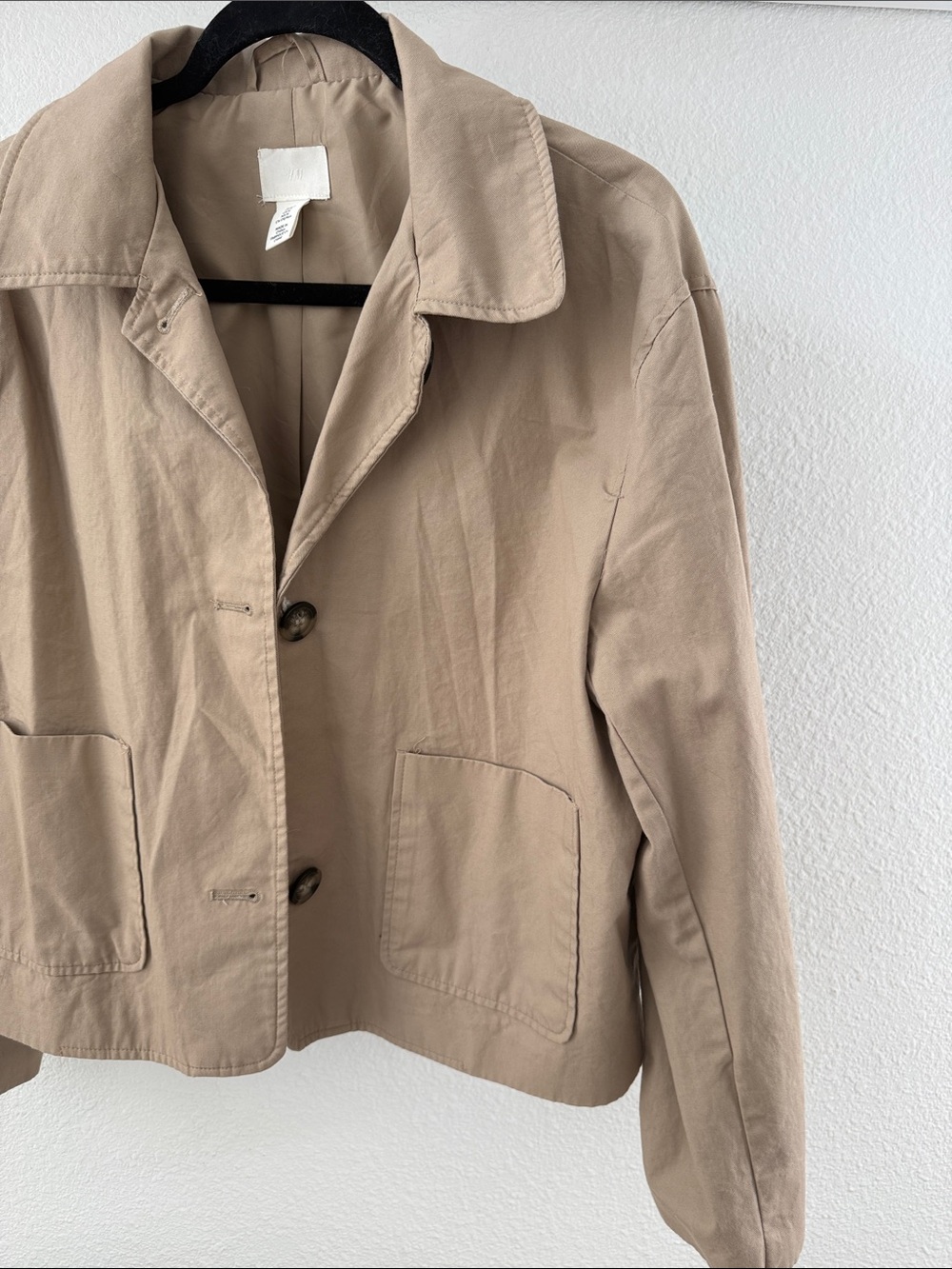 H&M Classic Women's Khaki cottage Button-Front Jacket - Picture 3 of 5